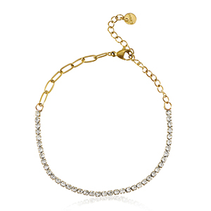 Armbanden van Stainless steel Roestvrij staal (RVS) Goud-crystal