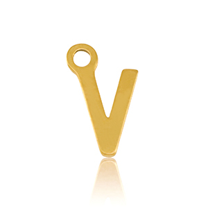 Bedels van Stainless steel Roestvrij staal (RVS) initial V Gold