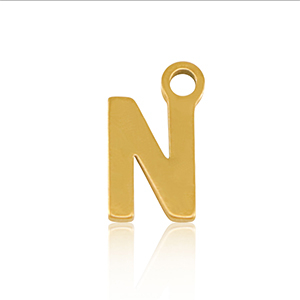 Bedels van Stainless steel Roestvrij staal (RVS) initial N Gold