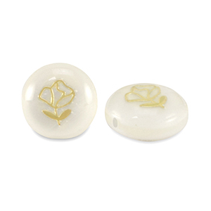 Glas kralen rondellen shell look rose White-gold