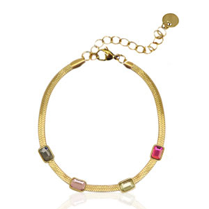 Snake armbanden van Stainless steel Roestvrij staal (RVS) crystal Gold-multicolour