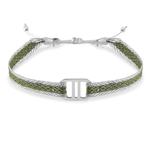 Hippe armbanden lint met roestvrij staal tussenstuk Green-silver