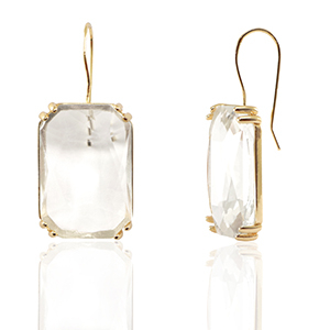 Crystal Glass oorbellen / oorstekers rectangle Crystal-gold