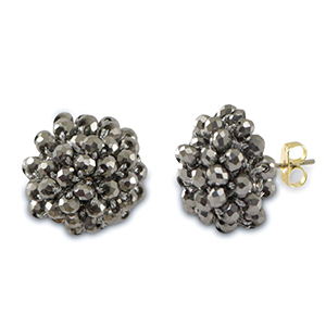 Oorbellen van facet met oogje Silver