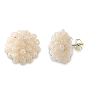 Oorbellen van facet met oogje Nude pink