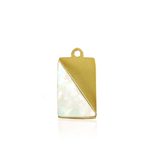 Bedels van Stainless steel Roestvrij staal (RVS) shell rectangle Gold-white (natuurlijke kleur)
