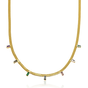 Snake kettingen van Stainless steel Roestvrij staal (RVS) crystal Gold-multicolour