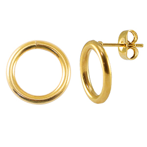 Benodigdheden van Stainless steel Roestvrij staal (RVS) oorbellen / oorsteker 14mm Gold