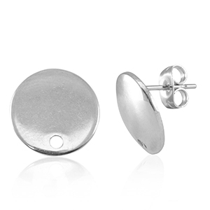 Benodigdheden van Stainless steel Roestvrij staal (RVS) oorbellen / oorsteker met oogje 13mm Silver