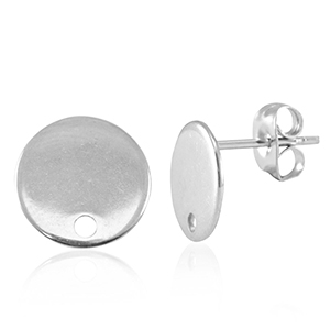 Benodigdheden van Stainless steel Roestvrij staal (RVS) oorbellen / oorsteker met oogje 10mm Silver