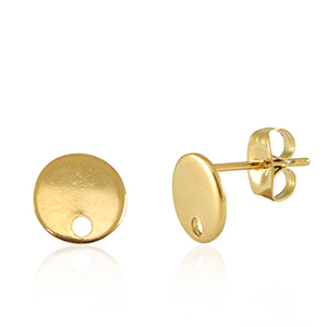Benodigdheden van Stainless steel Roestvrij staal (RVS) oorbellen / oorsteker met oogje 8mm Gold