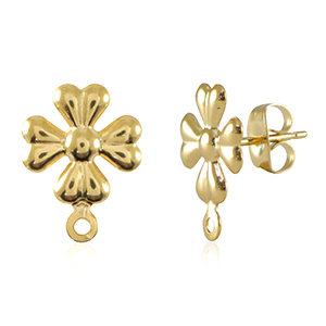 Benodigdheden van Stainless steel Roestvrij staal (RVS) oorbellen / oorsteker flower met oogje Gold