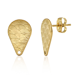 Benodigdheden van Stainless steel Roestvrij staal (RVS) oorbellen / oorsteker drop met oogje Gold