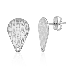 Benodigdheden van Stainless steel Roestvrij staal (RVS) oorbellen / oorsteker drop met oogje Silver