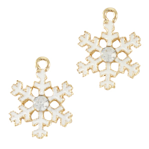 Basic quality metaal bedel snowflake Goud-wit