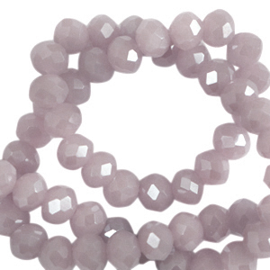 Facet kralen top quality disc 6x4 mm Lavender fog-pearl shine coating