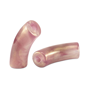 Acryl kralen tube shiny Golden vintage pink