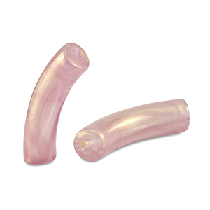 Acryl kralen tube shiny Golden vintage pink
