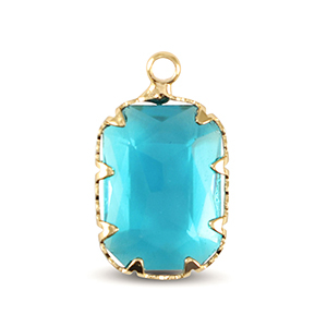 Hanger van Crystal Glass rectangle Aquamarine blue-gold