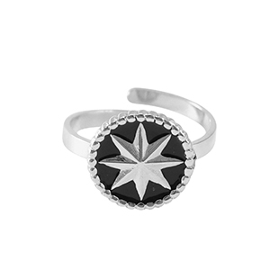 Ringen van Stainless steel Roestvrij staal (RVS) star Silver-black