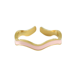 Ringen van Stainless steel Roestvrij staal (RVS) Gold-light pink