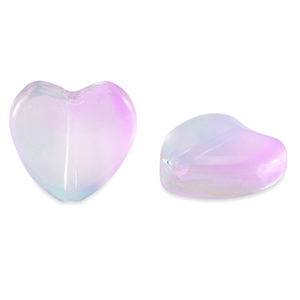 Glas kralen heart Lilac