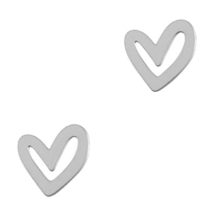 Bedels van Stainless steel Roestvrij staal (RVS) heart Silver