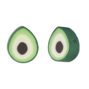 Polymeer kraal avocado Green-white
