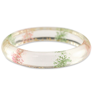 Hippe armbanden met gedroogde bloemetjes Light pink green-gold