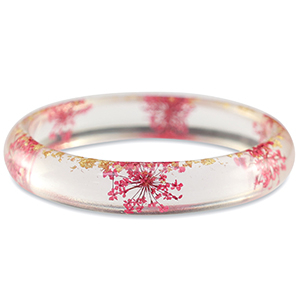Hippe armbanden met gedroogde bloemetjes Rhubarb red-gold