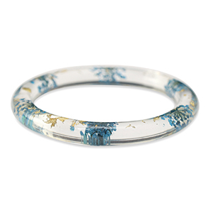 Hippe armbanden met gedroogde bloemetjes Blue-gold
