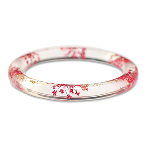 Hippe armbanden met gedroogde bloemetjes Rhubarb red-gold