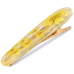 Haaraccessoires haarclips met gedroogde bloemetjes Yellow-gold