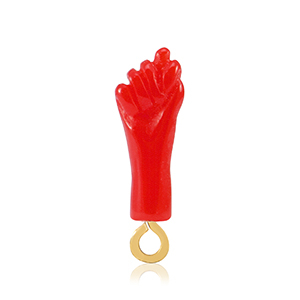 Hangers van resin "Mano Fico"  Red-gold