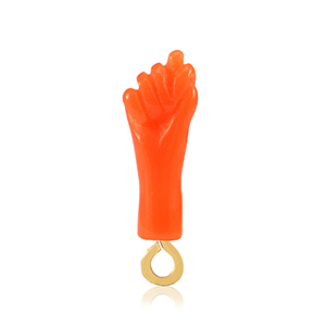 Hangers van resin "Mano Fico" Neon orange-gold