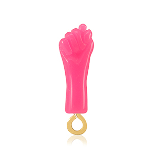 Hangers van resin "Mano Fico" Neon pink-gold