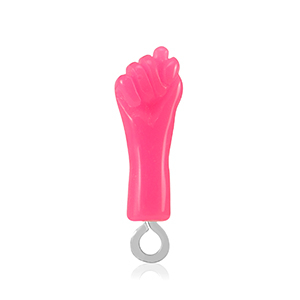 Hangers van resin "Mano Fico" Neon pink-silver