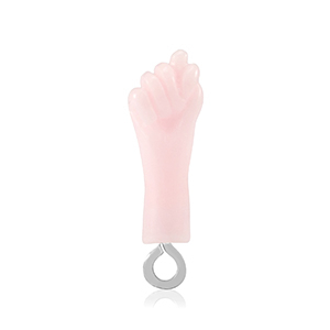 Hangers van resin "Mano Fico" Baby pink-silver
