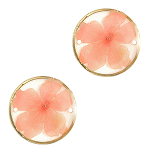 Gedroogde bloemetjes tussenstukken 20mm Gold-light pink