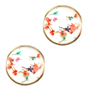 Gedroogde bloemetjes tussenstukken 20mm Gold-pink yellow green