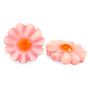 Schelp kralen flower Watermelon pink-orange
