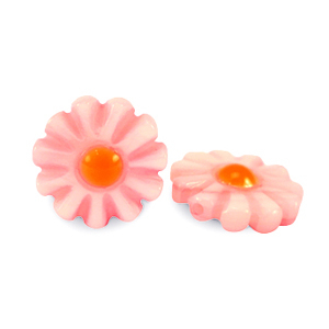 Schelp kralen flower Watermelon pink-orange