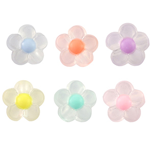 Acryl kralen flower Multicolour pastel-transparent
