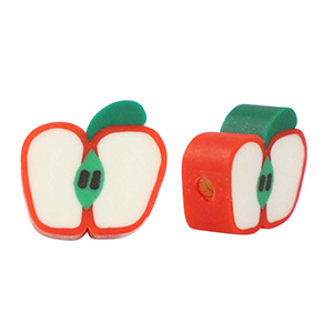 Polymeer kraal apple Red-white