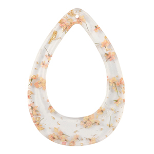 Hangers van resin met gedroogde bloemetjes drop Light pink-gold