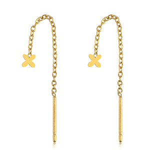 Oorbellen van Stainless steel Roestvrij staal (RVS) flower Gold