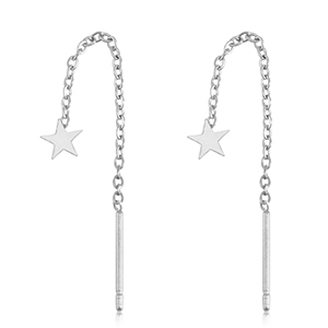 Oorbellen van Stainless steel Roestvrij staal (RVS) star Silver