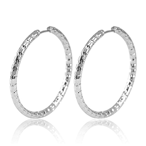 Oorbellen van Stainless steel Roestvrij staal (RVS) creolen 35mm Silver