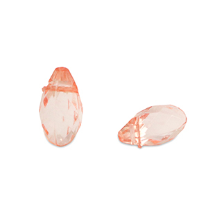 Acryl kralen drop Salmon pink transparent
