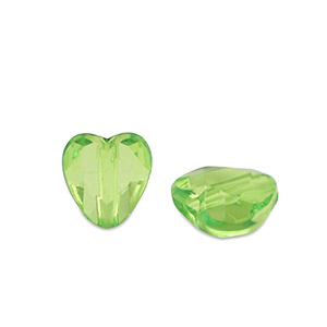Acryl kralen heart Spring green transparent